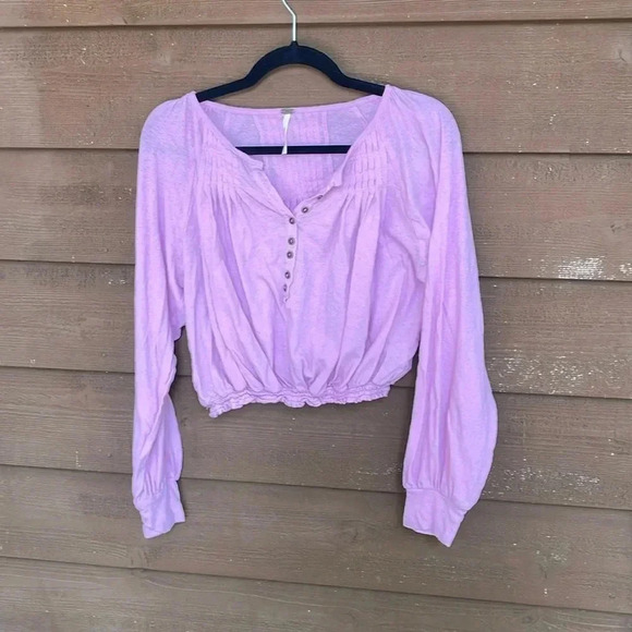 Free people, crop peasant, top pink color, size medium - Picture 1 of 5